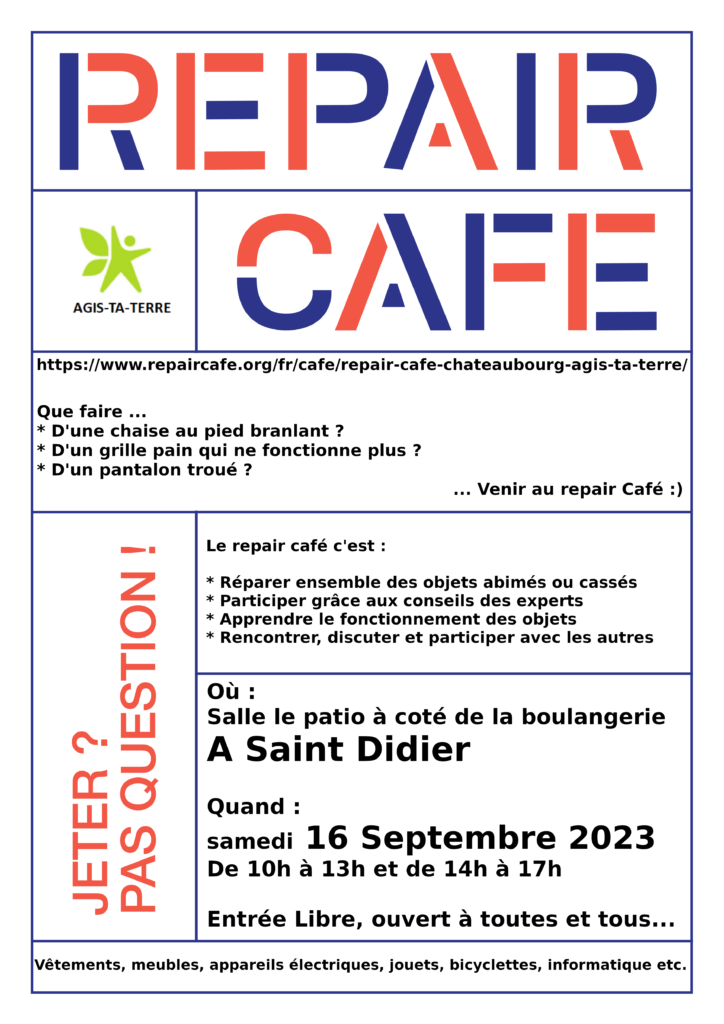 Repair café dans la salle Le Patio à Saint Didier